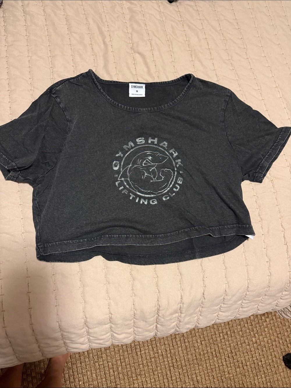 Gymshark Washed Black Cropped Lifting Club Tee